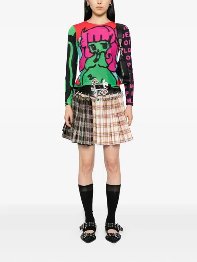 Chopova Lowena Tiny Long Sleeve Mesh Top In Multi