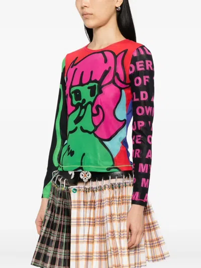 Chopova Lowena Tiny Long Sleeve Mesh Top In Multi