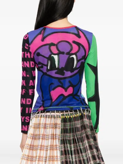 Chopova Lowena Tiny Long Sleeve Mesh Top In Multi