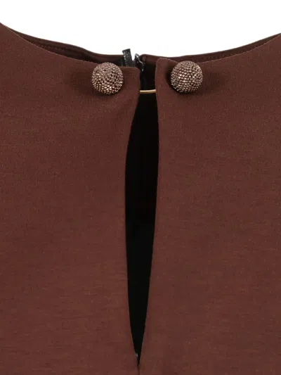 Fabiana Filippi Milano Stitch Jersey Fitted Dress With Piercing Detail In Brown