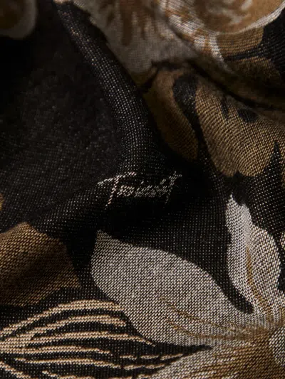 Twinset Étole Jacquard Florale In Black