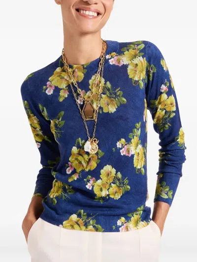 La Doublej Silky Crew Neck Riptide Midnight Blue In Blue
