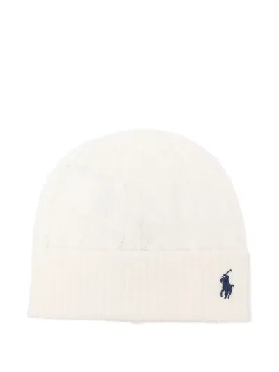 Polo Ralph Lauren Womens Cream Cable Knitted Wool And Cashmere Beanie In White