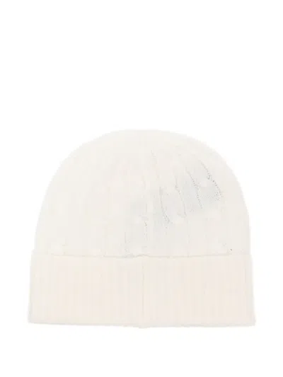 Polo Ralph Lauren Womens Cream Cable Knitted Wool And Cashmere Beanie In White