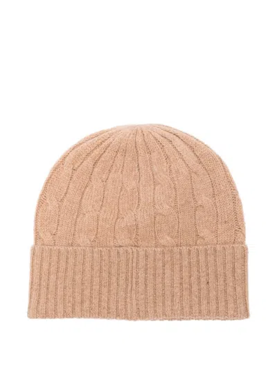 Polo Ralph Lauren Cable-knit Wool And Cashmere Beanie Accessories In Brown