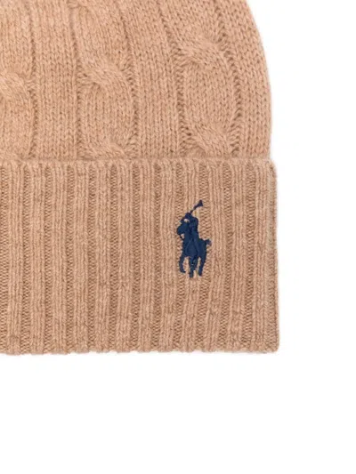Polo Ralph Lauren Cable-knit Wool And Cashmere Beanie Accessories In Brown