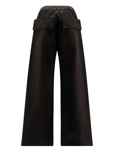 Rick Owens Drkshdw Creatch Wide-leg Cotton-blend Canvas Drawstring Cargo Trousers In Black