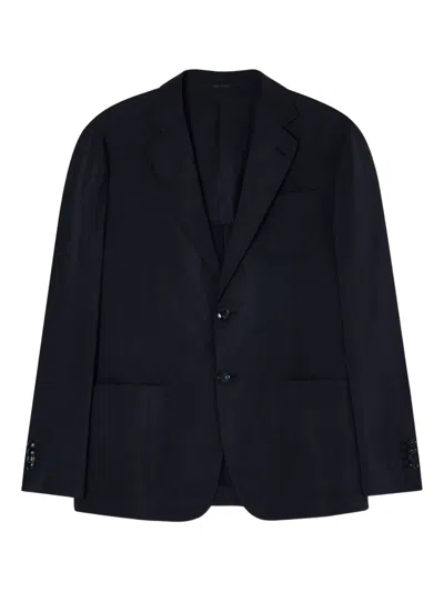 Giorgio Armani Upton Line Single-breasted Jacket In Washed Silk In Black