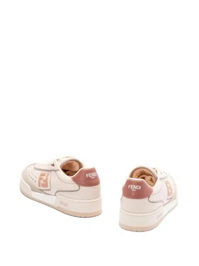 Fendi Modern Contrast Panel Sneakers With Perforated Design In Brown