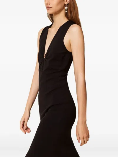 Twinset V-neck Sleeveless Dress In Black