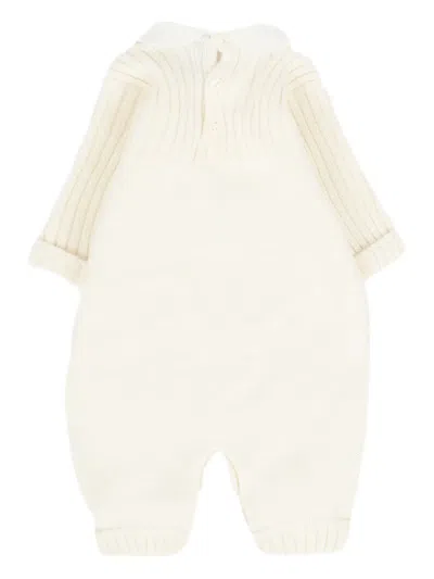 Little Bear Peter Pan-collar Virgin Wool Romper In Neutral