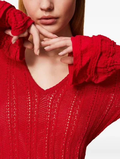 Twinset Robe Courte En Maille Avec Volants In White