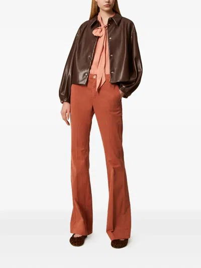 Twinset Flared Trousers In Orange