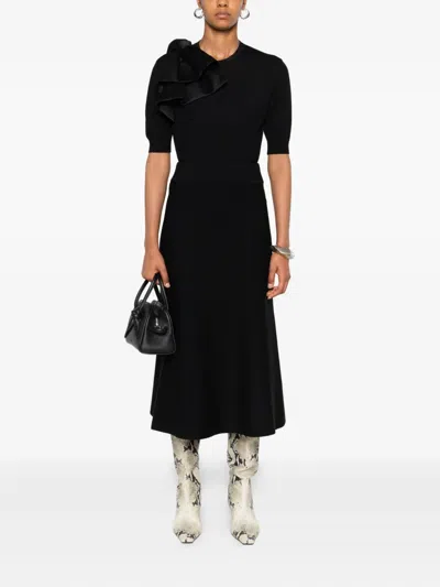 Dorothee Schumacher Virgin Merino Pullover With Satin Bow In Animal Print