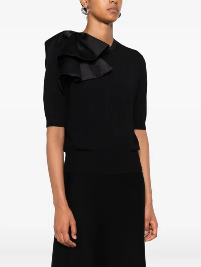 Dorothee Schumacher Virgin Merino Pullover With Satin Bow In Animal Print