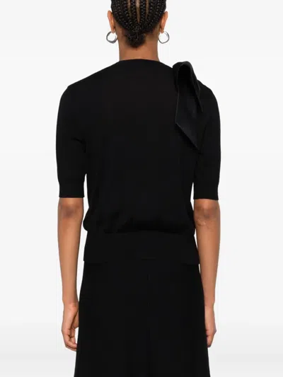 Dorothee Schumacher Virgin Merino Pullover With Satin Bow In Animal Print