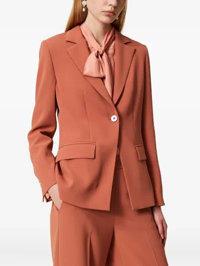 Twinset Back-vent Single-breasted Blazer In Orange