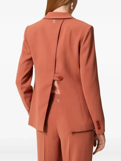 Twinset Back-vent Single-breasted Blazer In Orange