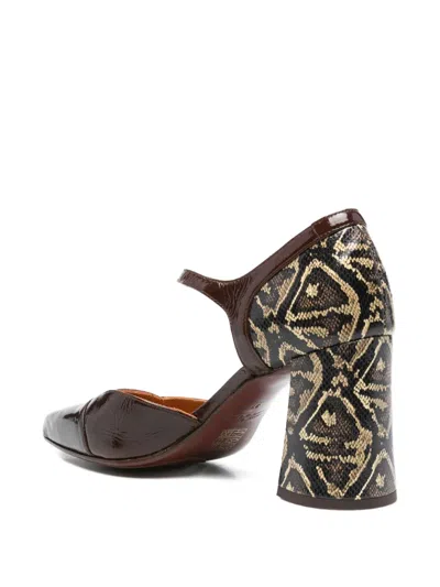 Chie Mihara 75mm Patterned-block Heel Pumps In Brown