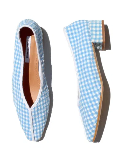 About Arianne 30mm Gingham Pumps In Blue