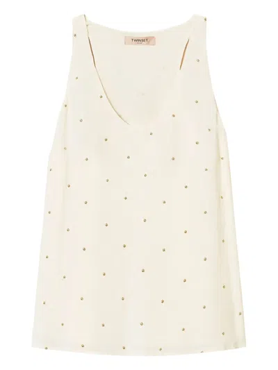 Twinset Embellished Tank Top In Neutral