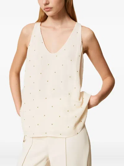 Twinset Embellished Tank Top In Neutral