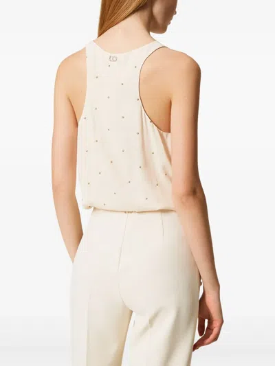 Twinset Embellished Tank Top In Neutral