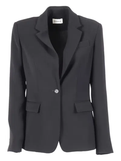 P.a.r.o.s.h Tailored Black Blazer With Single-button Closure In Black