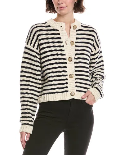 Frame The Stripe Chunky Cotton Cardigan In Black