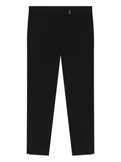 Hugo Boss Crease-resistant Slim-fit Trousers In Herringbone Jersey In Black