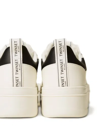 Twinset Leather Platform Sneakers In White