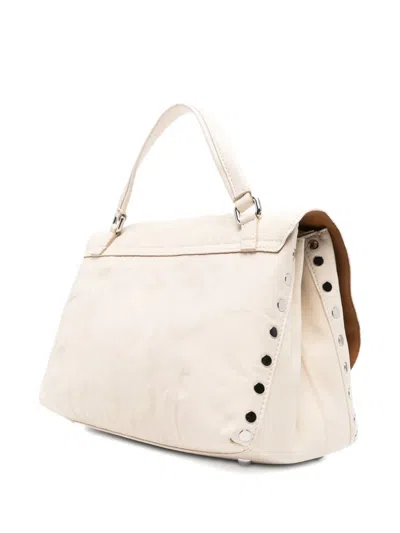 Zanellato Structured Lamb Leather Handbag With Silver-tone Clasp In Neutral