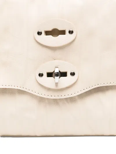 Zanellato Structured Lamb Leather Handbag With Silver-tone Clasp In Neutral