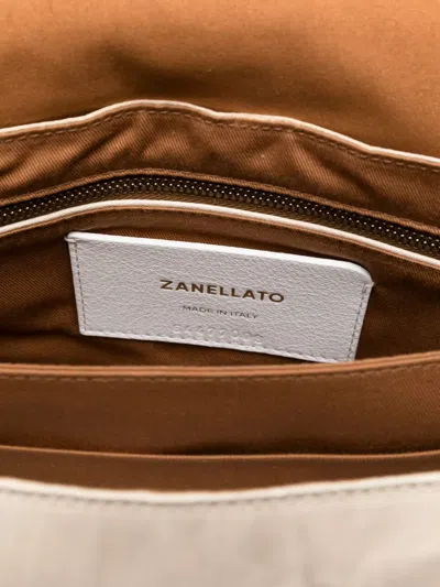 Zanellato Structured Lamb Leather Handbag With Silver-tone Clasp In Neutral