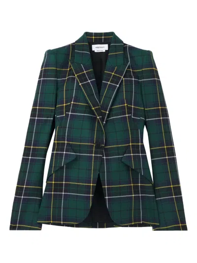 Alexander Mcqueen Single-breasted Wool Tartan Jacket With Peak Lapels In Green