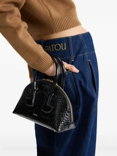 Patou Structured Bowling Tote Bag With Top Handles In Black