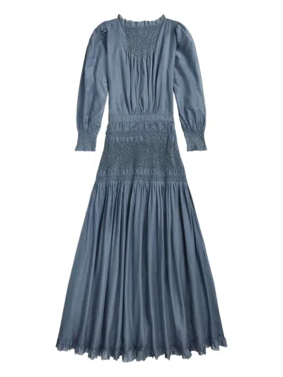 Rrl Smocked Maxi Dress In Blue