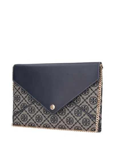 Tory Burch Monogram Envelope Clutch In Blue