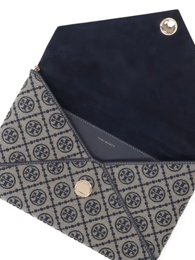 Tory Burch Monogram Envelope Clutch In Blue
