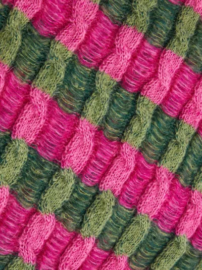Agr Cable-knit Striped Sweater In Pink