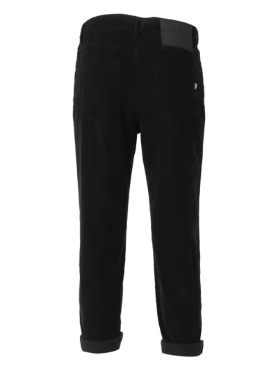 Dondup Koons Loose-fitting Velvet Trousers In Black