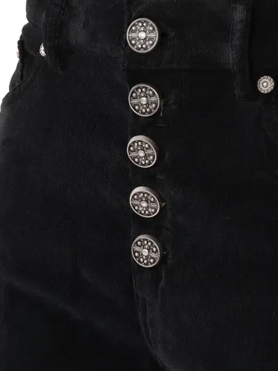 Dondup Koons Loose-fitting Velvet Trousers In Black