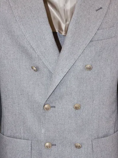 Eleventy Peak-lapel Double-breasted Jacket In Gray