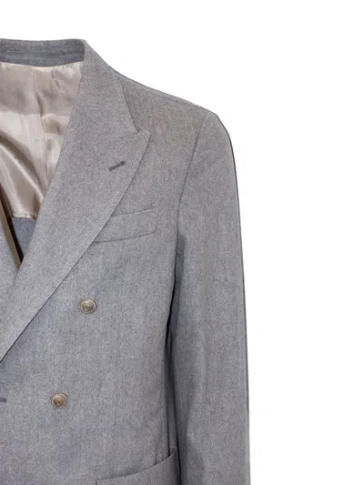 Eleventy Peak-lapel Double-breasted Jacket In Gray