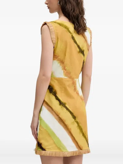 Never Fully Dressed Deia Abstract-print Fringe Mini Dress In Multi