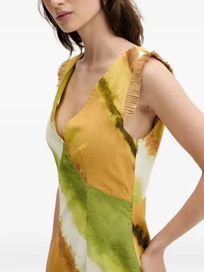 Never Fully Dressed Deia Abstract-print Fringe Mini Dress In Multi