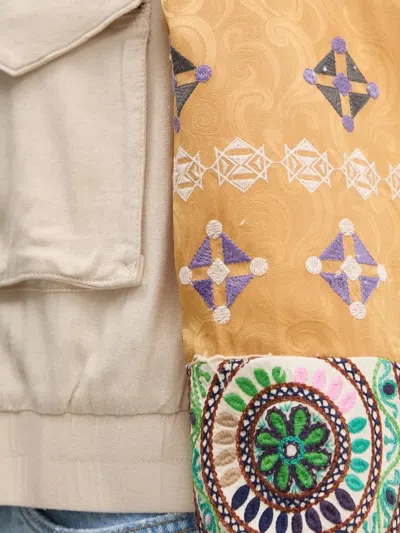 Desigual Patchwork-sleeve Bomber Jacket In White