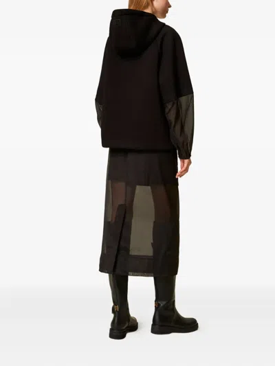 Twinset Sweat-shirt En Scuba Et Organza In Black