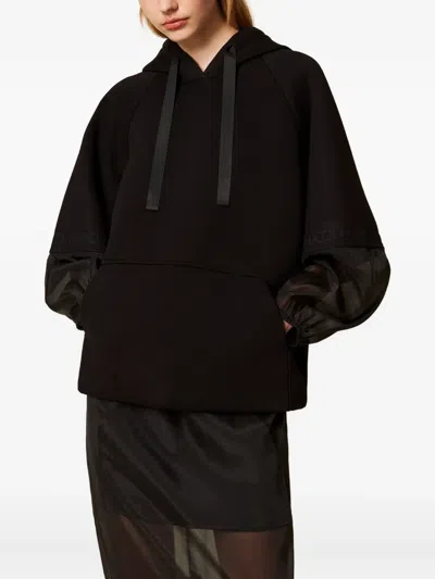 Twinset Sweat-shirt En Scuba Et Organza In Black