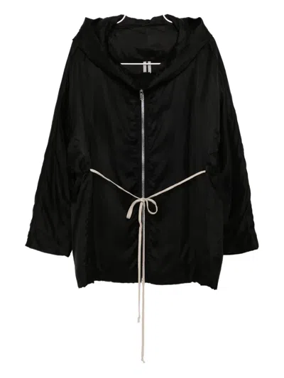 Rick Owens Padded Black Jacket With High Collar In Black